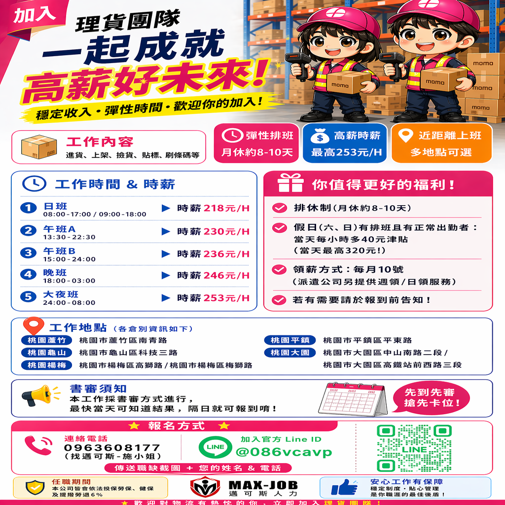 無經驗可！填完就安排上班｜高錄取理貨員｜天天領薪
