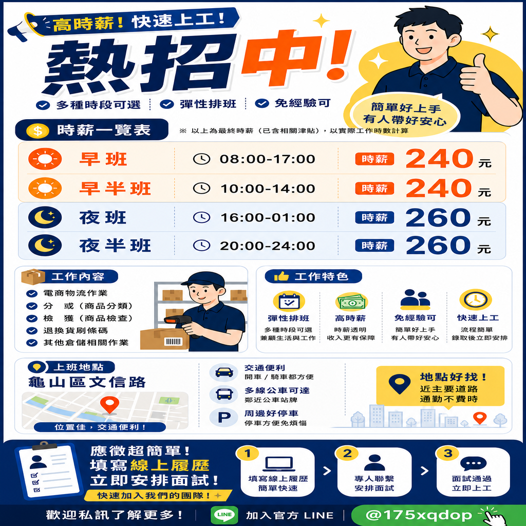 ➤ 每週固定安排報到，最快隔日即可上班